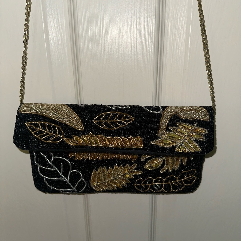 Francesca’s Beaded Black Clutch